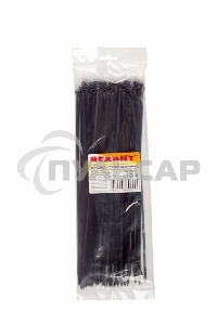 Хомут-стяжка кабельная нейлоновая Rexant 300 x7,6 мм, черная, упаковка 100 шт.