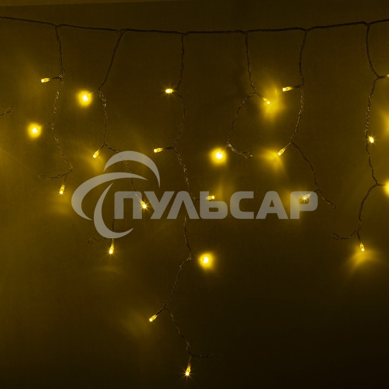 Гирлянда Neon-night Айсикл (бахрома) светодиодный, 4,8 х 0,6 м, прозрачный провод, 230 В, диоды желтые, 176 LED