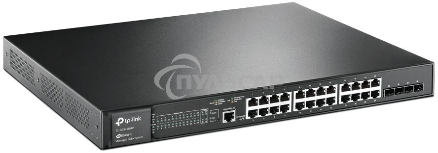 Коммутатор JetStream 28-port Gigabit L2+ Managed Switch with 24-port PoE+, PoE budget up to 384W, support SDN