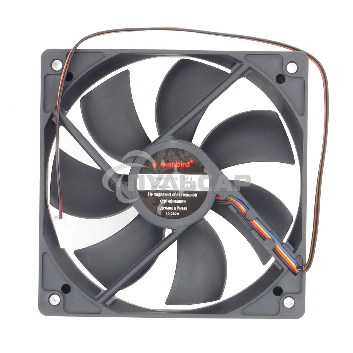 Вентилятор для корпуса Gembird 18658 черный, 120 мм, 2000 об/мин, 38.65 дБ, 4 pin