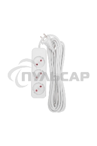 Удлинитель STANDARD 3 гнезда, 5м, 2х1,0мм², б/з, белый Rexant