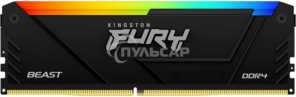 Оперативная память Kingston Fury Beast, DDR4, 32Gb (2x16Gb), 3600MHz, CL18, DIMM, с радиатором, RGB, черный