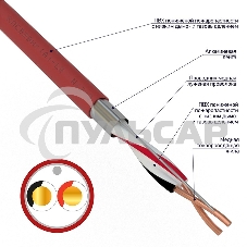 Кабель для пожарной сигнализации Rexant КПСВЭВнг(А)-LS 1x2x1,00 мм², бухта 200 м