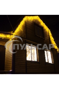 Гирлянда Neon-night Айсикл (бахрома) светодиодный, 4,8 х 0,6 м, прозрачный провод, 230 В, диоды желтые, 176 LED