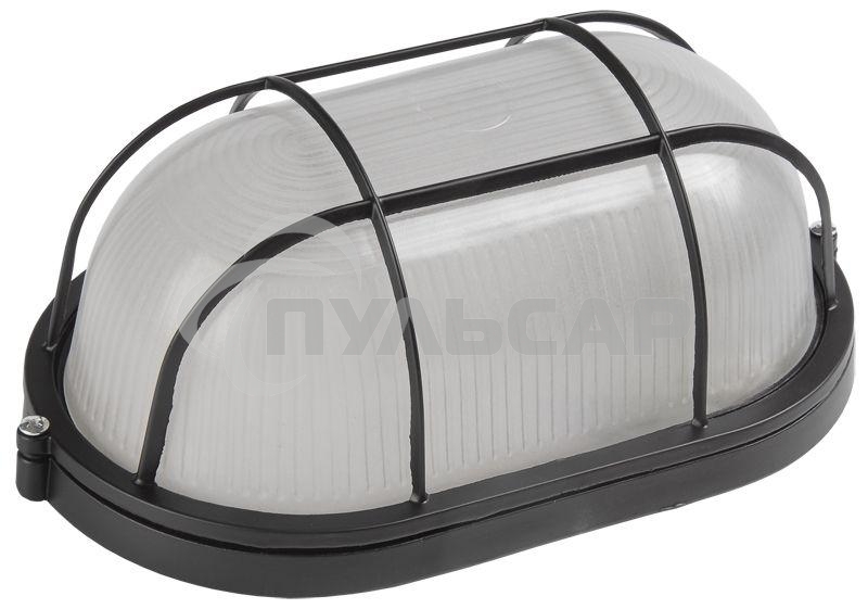 Светильник НПП 1402 60Вт E27 IP54 черный овал с решеткой ИЭК LNPP0-1402-1-060-K02