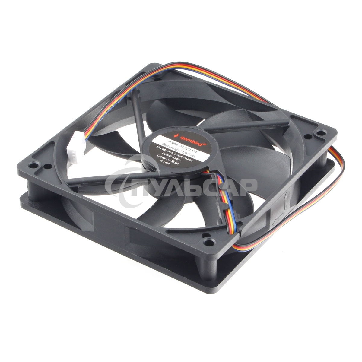 Вентилятор для корпуса Gembird 18658 черный, 120 мм, 2000 об/мин, 38.65 дБ, 4 pin