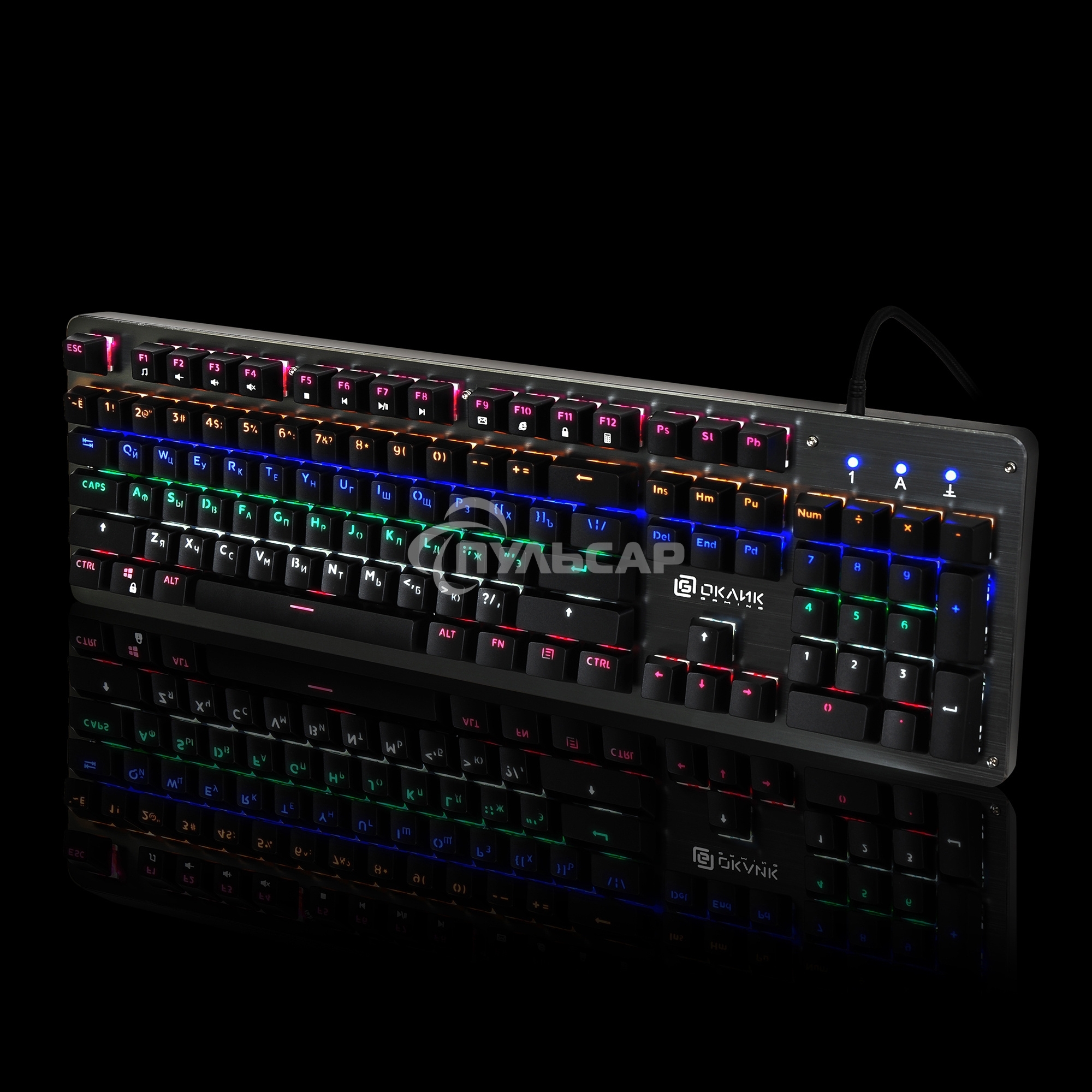 Клавиатура проводная Oklick 970G DARK KNIGHT механическая черный USB Gamer LED