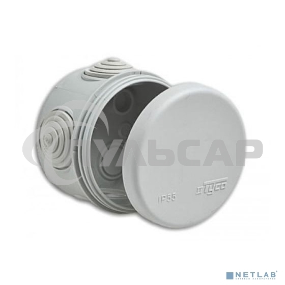 Рувинил 67020 Тусо.Коробка расп. для о/п, D = 70мм, Н = 50мм, 4ввода, IP55 (св.-серая)