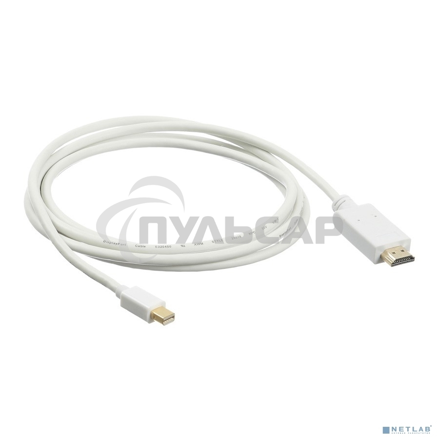 Кабель аудио-видео Buro 1.2v miniDisplayport (m)/HDMI (m) 2м. Позолоченные контакты белый (BHP MDPP-HDMI-2)