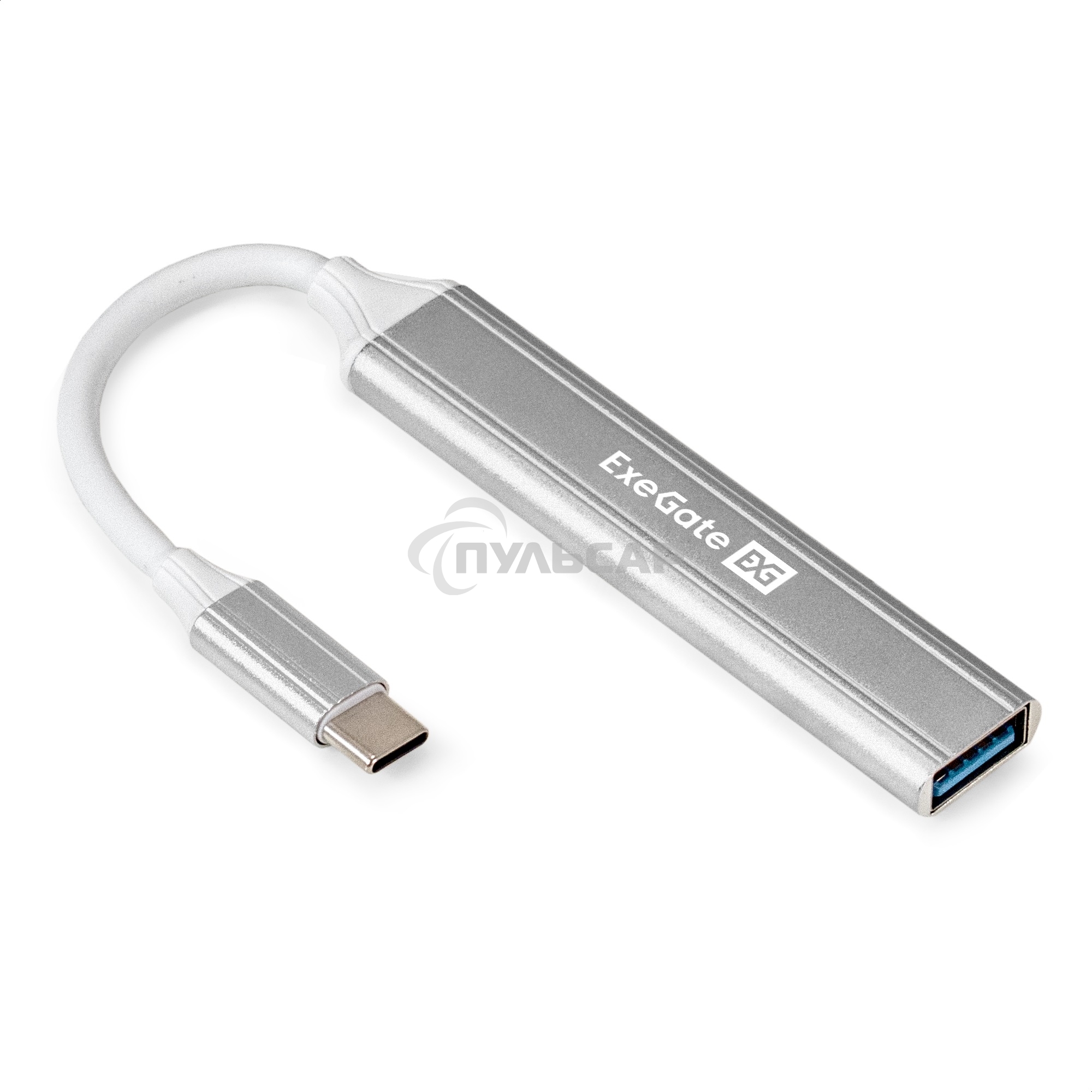USB-Хаб (концентратор) 4-в-1 ExeGate DUB-3213C (кабель-адаптер USB3.0 Type-C --> 3xUSB2.0, 1xUSB3.0, Plug&Play, серебристый)
