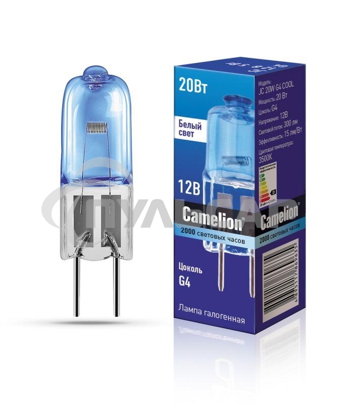 Лампа галогенная JC 20Вт 12В g4 COOL Camelion 11465