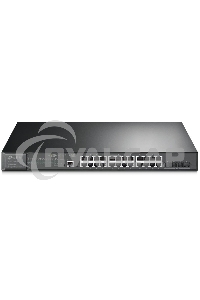 Коммутатор TP-Link 24-port Gigabit Managed PoE switch with 4 10G SFP+ ports, support 802.3af/at PoE, 1 console port, 19-inch rack mount, support L2/L2+ features.