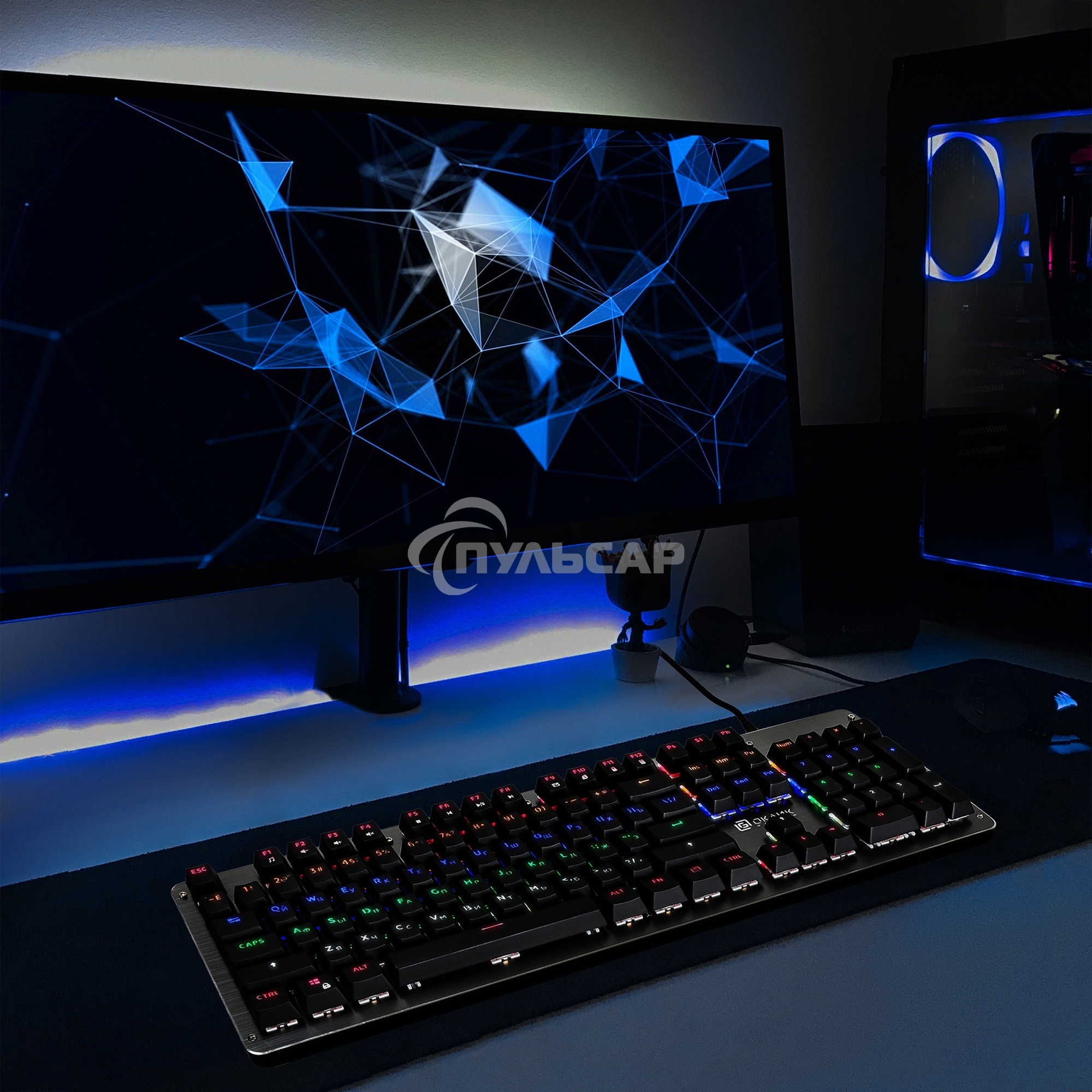 Клавиатура проводная Oklick 970G DARK KNIGHT механическая черный USB Gamer LED