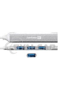USB-Хаб (концентратор) 4-в-1 ExeGate DUB-3213C (кабель-адаптер USB3.0 Type-C --> 3xUSB2.0, 1xUSB3.0, Plug&Play, серебристый)
