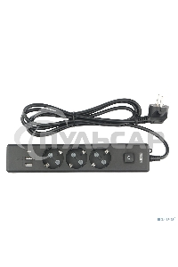 Бытовой удлинитель PowerCube, 3р с/з вык.,3USB, 3500 Вт, 16А, 1.9 м, 3*1,0 черный PC-6B-2M