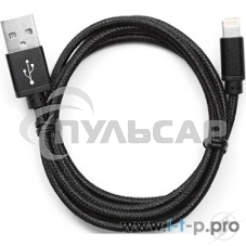 Кабель USB2.0 Cablexpert CC-ApUSB2bk1m, AM/Lightning 8P, 1м, нейлоновая оплетка, алюминиевые разъемы, черный, пакет