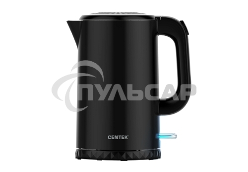 Чайник электрический Centek CT-0020 черный металл 1.7л, 2200W, бесшовная колба, двойные стенки