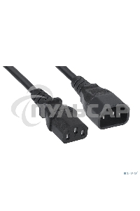 Кабель питания сист.блок-монитор Cablexpert PC-189-VDE-5M, 5м, C13-C14, VDE, 10А, Сечение провода: 0,75 мм2, черный, с заземлением
