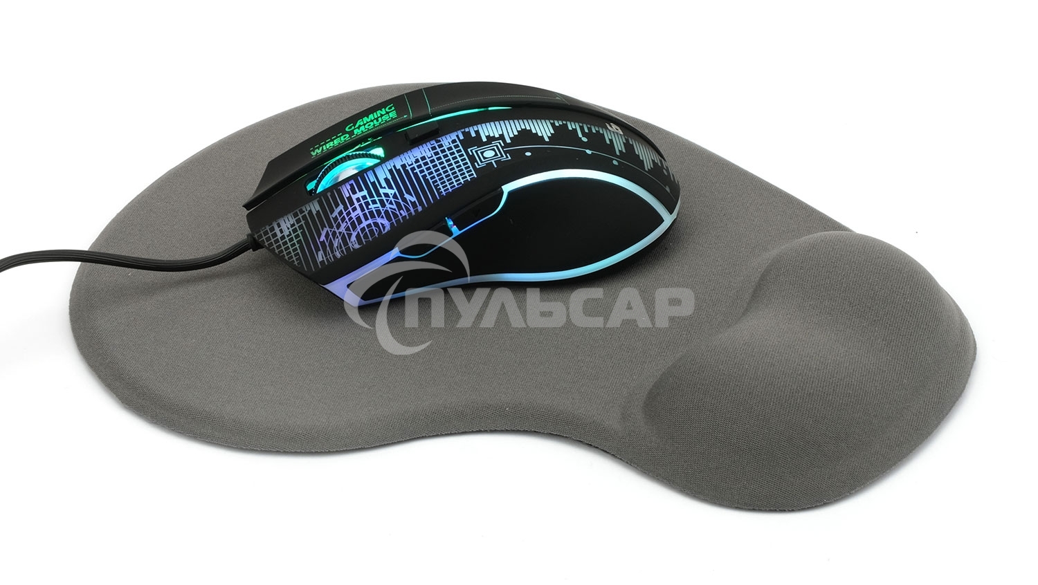 Коврик для мыши с подушкой под запястье Gembird MP-WR-GRAY, серый, 225х195х5мм, ткань/резина, блистер