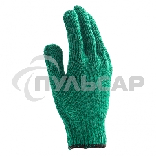 Перчатки трикотажные усиленные, гелевое ПВХ-покрытие, 7 класс, зеленые, Россия Сибртех