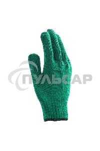 Перчатки трикотажные усиленные, гелевое ПВХ-покрытие, 7 класс, зеленые, Россия Сибртех