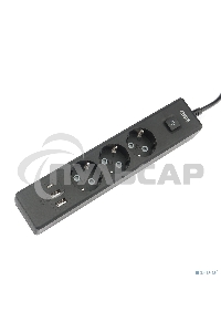 Бытовой удлинитель PowerCube, 3р с/з вык.,3USB, 3500 Вт, 16А, 1.9 м, 3*1,0 черный PC-6B-2M