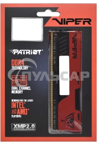 Оперативная память Patriot Viper Elite II, DDR4, 16Gb (2x8 Gb), 3200 MHz, CL18, DIMM, радиатор, красный, черный