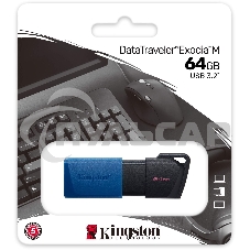 Флешка USB R/W Kingston 64 Gb DataTraveler Exodia M DTXM/64 Gb USB 3.0 черный/синий