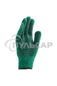 Перчатки трикотажные усиленные, гелевое ПВХ-покрытие, 7 класс, зеленые, Россия Сибртех