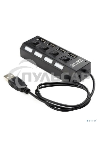 Концентратор USB 2.0 Gembird UHB-243-AD с подсветкой и выключателем, 4 порта, блистер