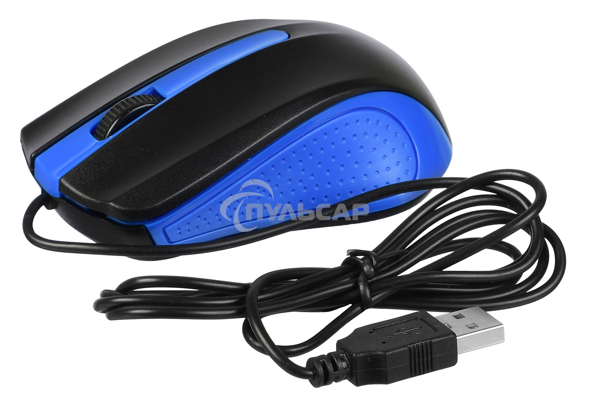 Мышь проводная Acer OMW011 черный/синий, 1200 dpi, USB, кнопки - 3