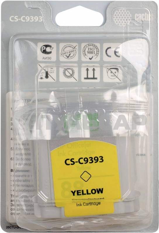 Картридж струйный Cactus CS-C9393 желтый для №88 HP Officejet Pro K550 (29ml)