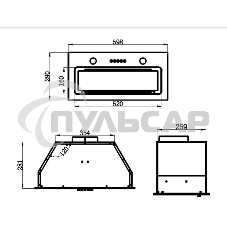 Вытяжка встраиваемая Maunfeld TRAPEZE 601GG белый, 60 см, 1150 куб. м/ч, 54 дБ