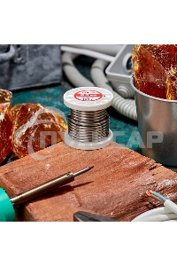 Припой с канифолью ПОС-61, 100г, Ø3мм, (олово 61%, свинец 39%), катушка Rexant