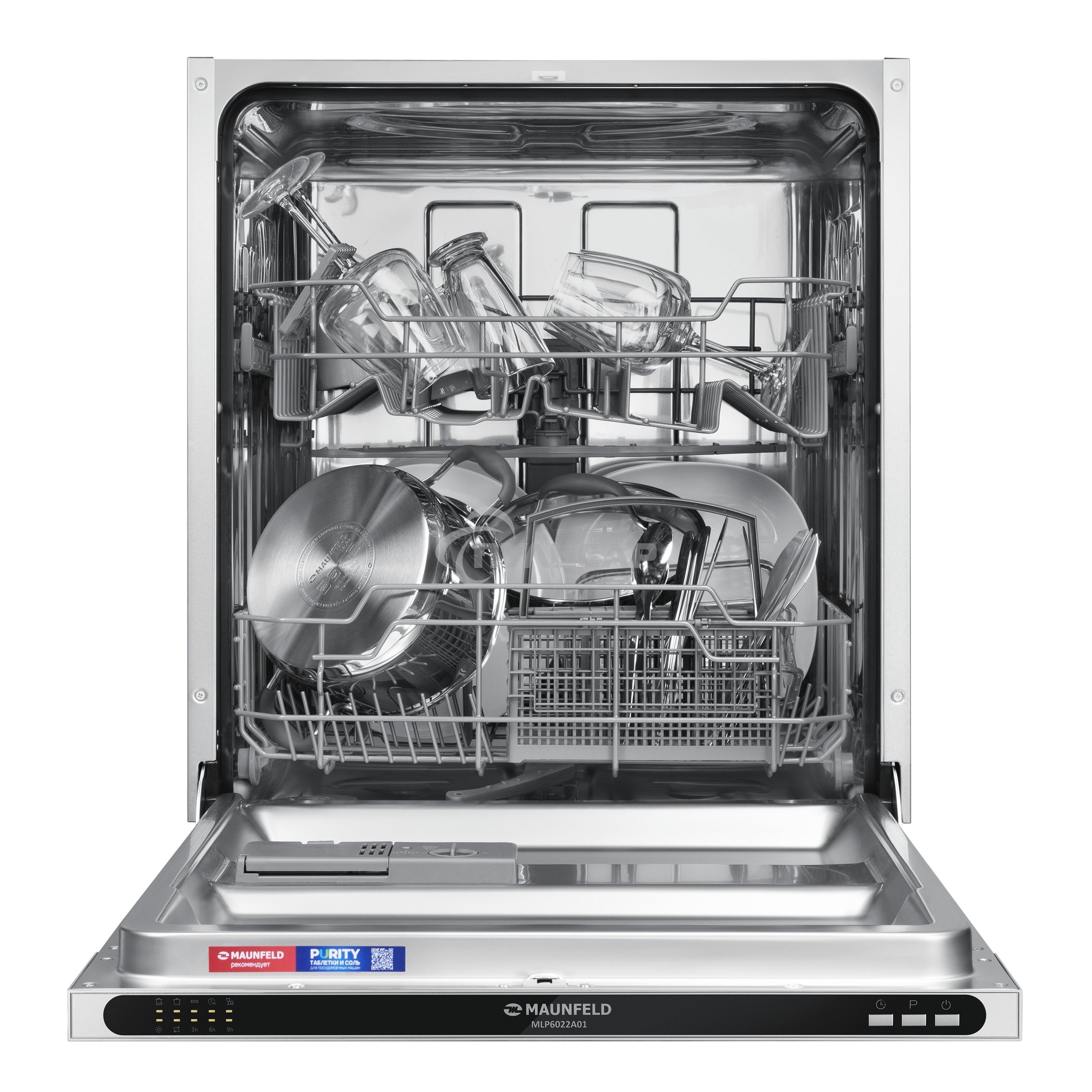Встраиваемая посудомоечная машина Maunfeld MLP6022A01, черный, 59.8 см, 12 компл., 49 дБ, класс A++