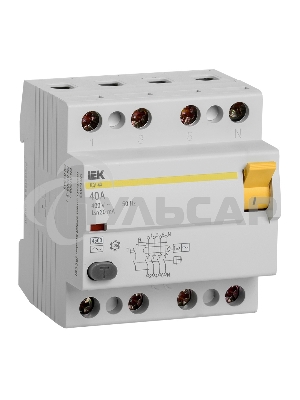 Выключатель дифференциального тока (УЗО) 4п 40А 30мА тип AC ВД1-63 ИЭК MDV10-4-040-030