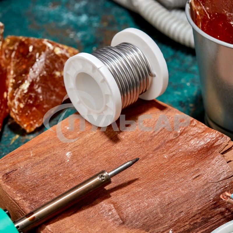 Припой с канифолью ПОС-61, 100г, Ø3мм, (олово 61%, свинец 39%), катушка Rexant