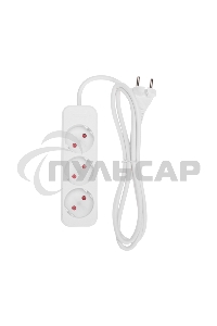 Удлинитель Rexant STANDARD 3 гнезда, 1,5м, 2х1,0мм², б/з, белый