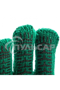 Перчатки трикотажные усиленные, гелевое ПВХ-покрытие, 7 класс, зеленые, Россия Сибртех