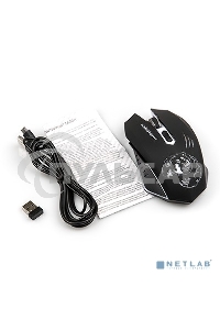 Мышь беспроводная Nakatomi MROG-15UR черный, 1600 dpi, радиоканал, USB, кнопки - 6