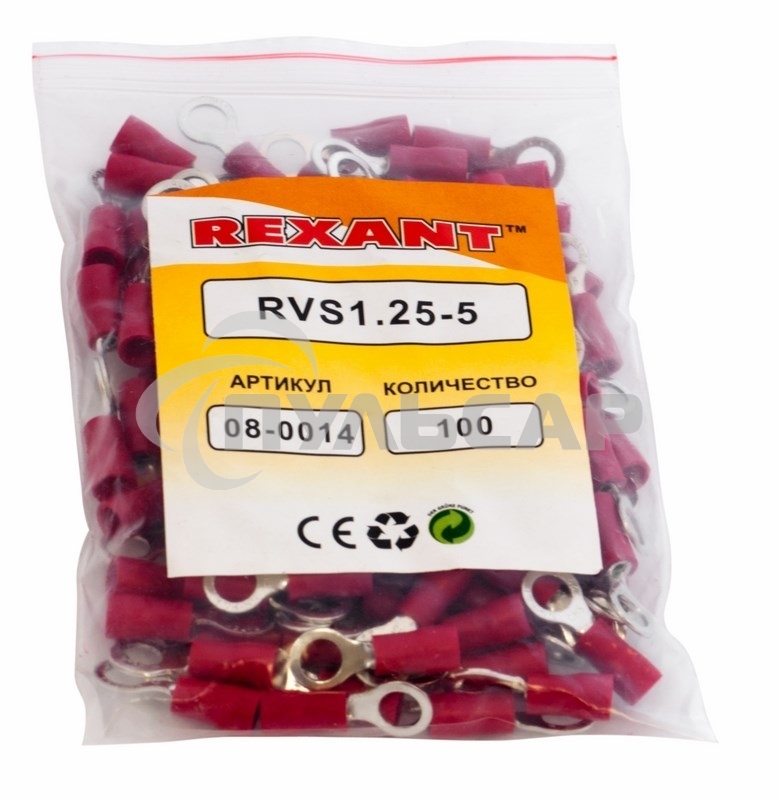 Наконечник кольцевой изолированный ø 5.3 мм 0.5-1.5 мм² (НКи 1.5-5/НКи 1,25-5) красный Rexant