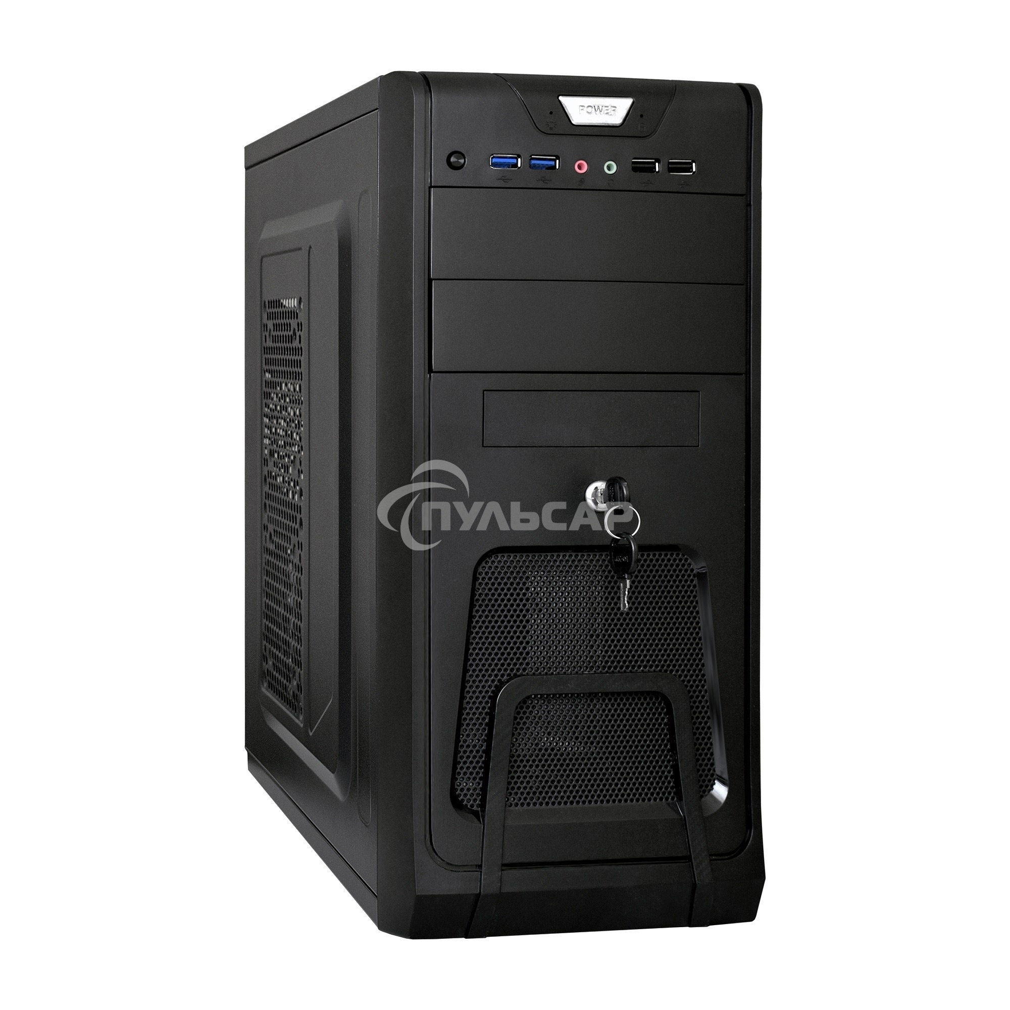 Компьютерный корпус Miditower ExeGate EX283215RUS CP-603UB Black, ATX, (CP350W, 80мм), 2*USB+2*USB 3.0, Audio, замок блокировки кнопки питания