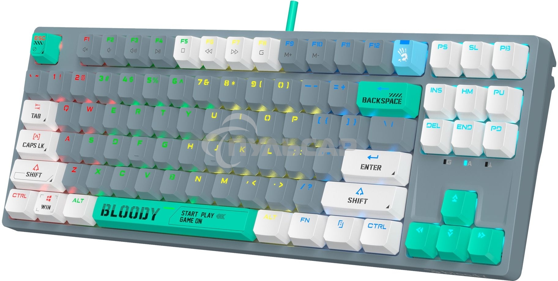 Клавиатура проводная A4Tech Bloody S87 Energy USB серый/зеленый