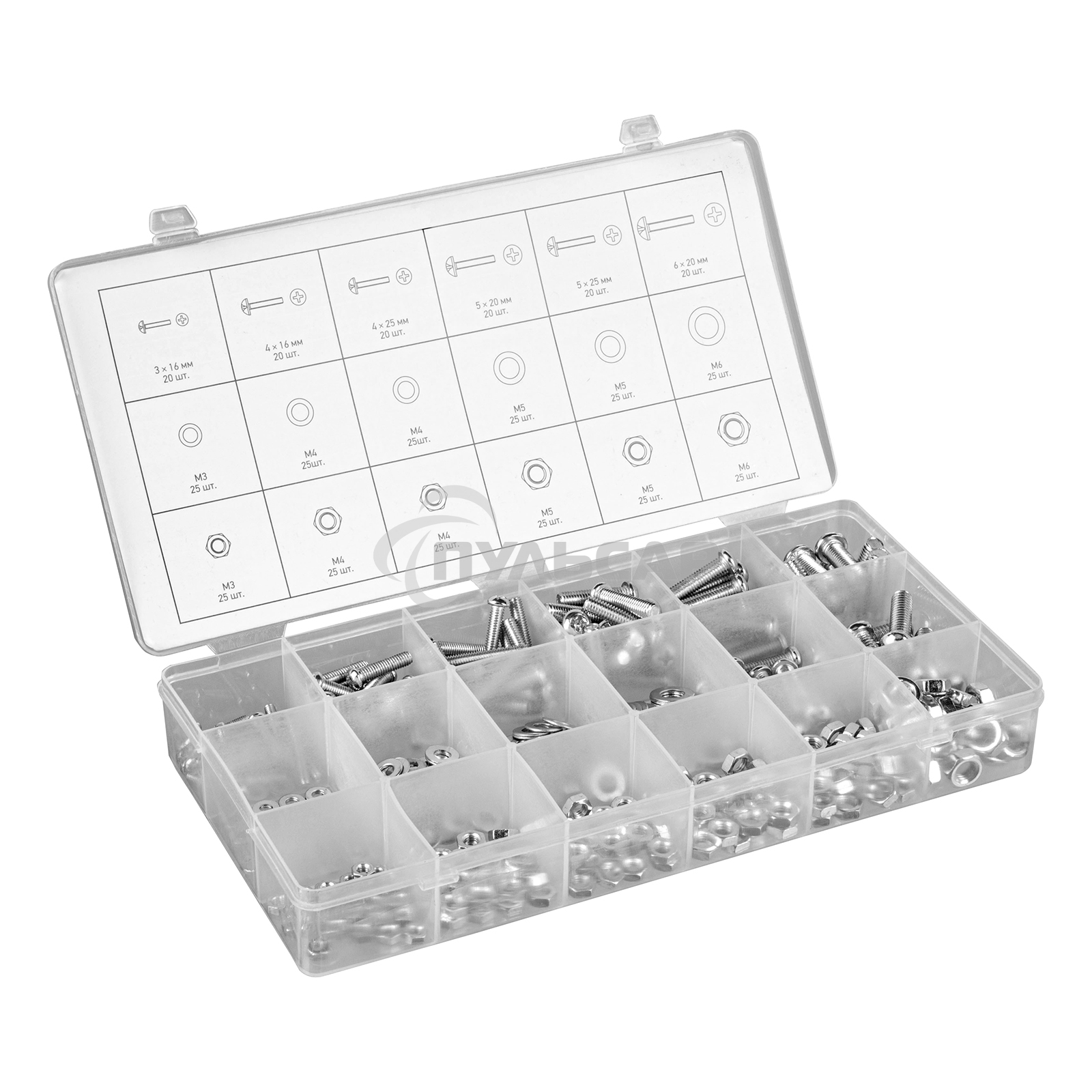 Набор винтов СИБРТЕХ, гаек, шайб, 420 предм. СИБРТЕХ 47617