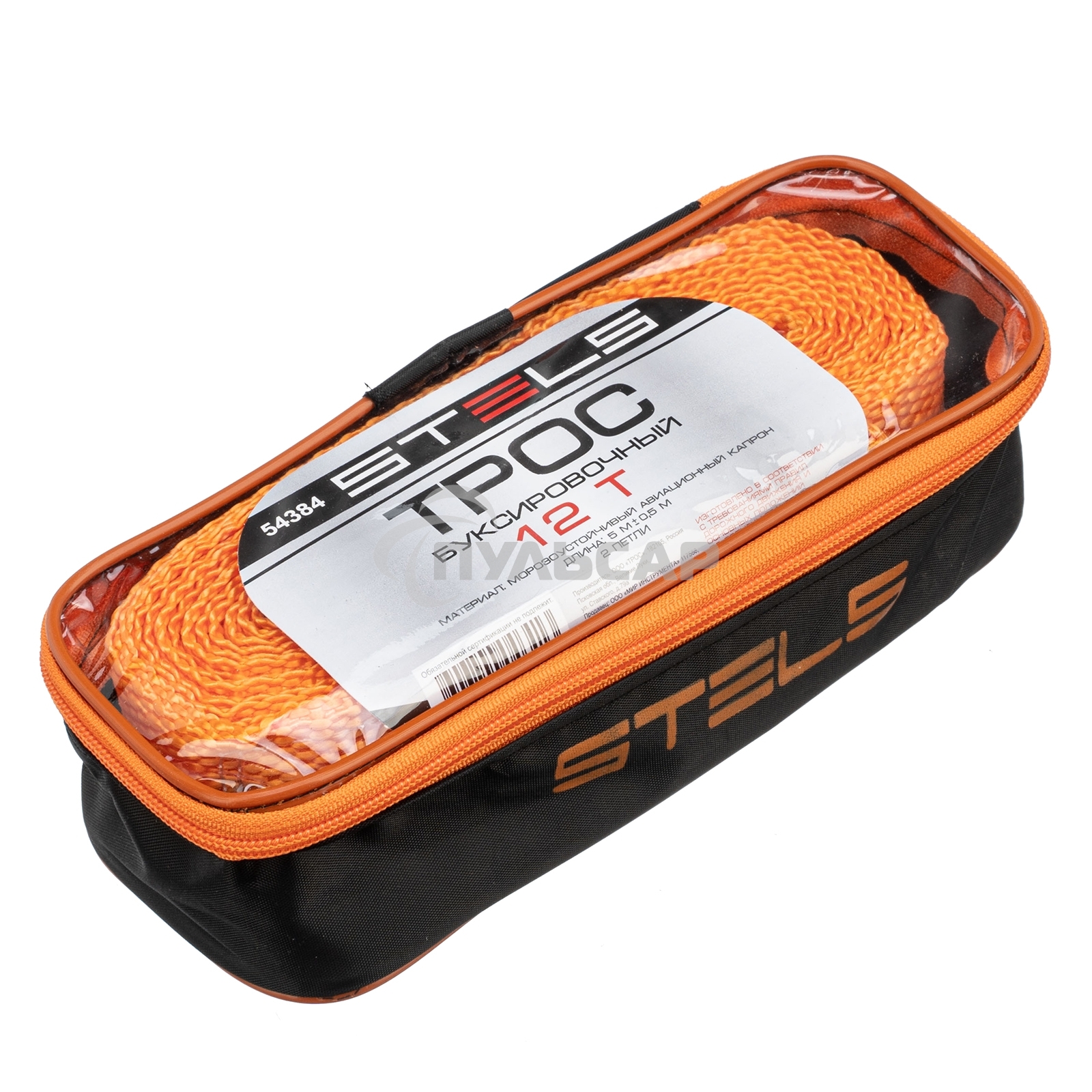 Трос буксировочный 12 тонн, 2 петли, сумка на молнии, Россия Stels