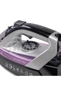 Утюг Galaxy Line GL 6128, фиолетовый с черным, паровой, 2200 Вт, постоянный пар 30 г/мин, паровой удар 140 г/мин, функции: самоочистка, антикапля, антинакипь, функция увлажнения, вертикальное отпаривание, защита от перегрева, индикатор нагрева, керамическ