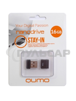 Флешка USB QUMO 16 Gb, NANO QM16GUD-NANO-B черный