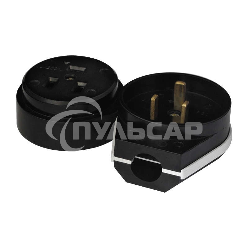 Разъем РШ-ВШ 32А 250В 2Р+РЕ откр. уст. черный UNIVersal 1234