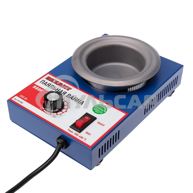 Паяльная ванна Rexant, модель R80F, 250 Вт, ø 80 мм, 200-480 °C, бессвинцовая