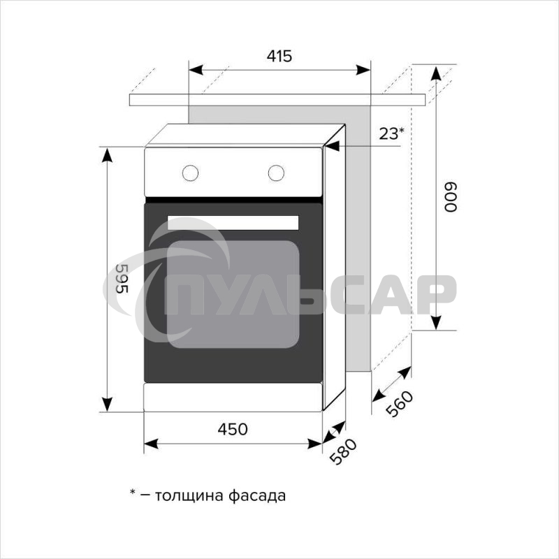 Духовой шкаф LEX EDP 4590 BL Matt Editionобъем 55л, LED таймер, 9 функций, встраиваемый